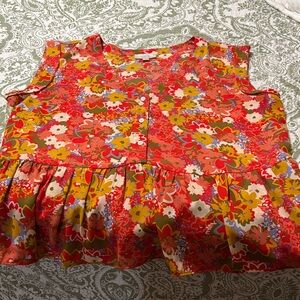 LOFT Outlet Floral Sleeveless Top in Red, Yellow, Olive